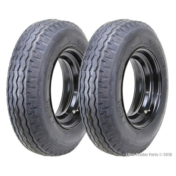 Zeemax Heavy Duty Highway Wheel Assembly 8-14.5 14PR LR G w/6x14.5 Rim Trailer Tire, Set of 2