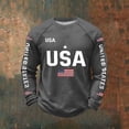 thumbnail image 2 of CONZONE Mens Graphic T-Shirt Independence Day Patriotic Print Long Sleeve Crew Neck Fashion Casual Tops Grey Size L, 2 of 3