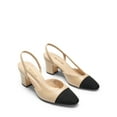 thumbnail image 5 of BURUDANI Women Slingback Low Chunky Heels Pumps Ankle Strap Cap Toe Pumps Shoes NUDE Size 9, 5 of 8