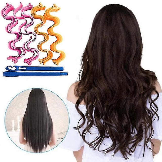 Kit de 12 rizadores de pelo, rizadores ondulados con ganchos, sin calor, de 30 cm, en espiral, para mujeres y niñas.
