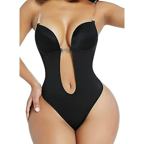 Women Backless Bodysuits U Plunge Seamless Thong Body Shaper