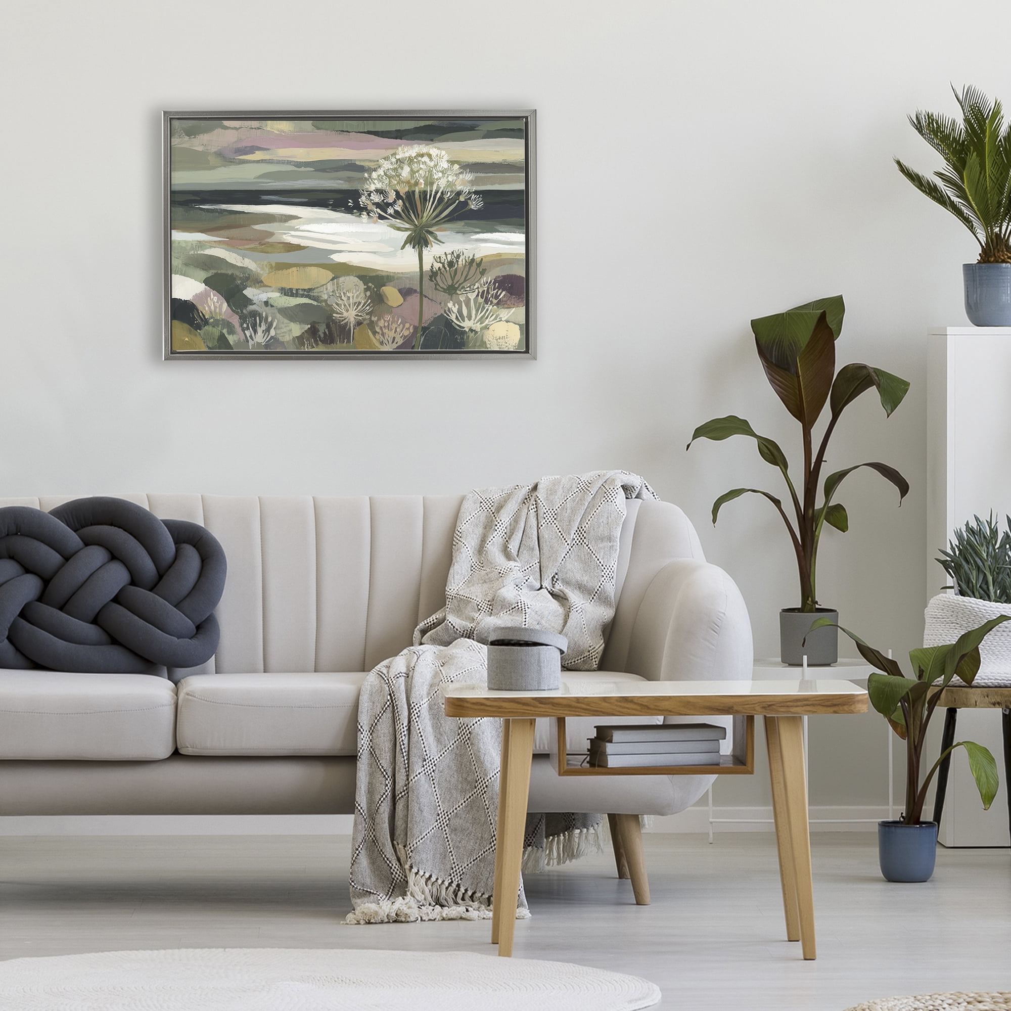 Stupell Industries Dandelion in Misty Meadow Gray Framed Floater Canvas Wall Art, design by Chromatic Storm Studio