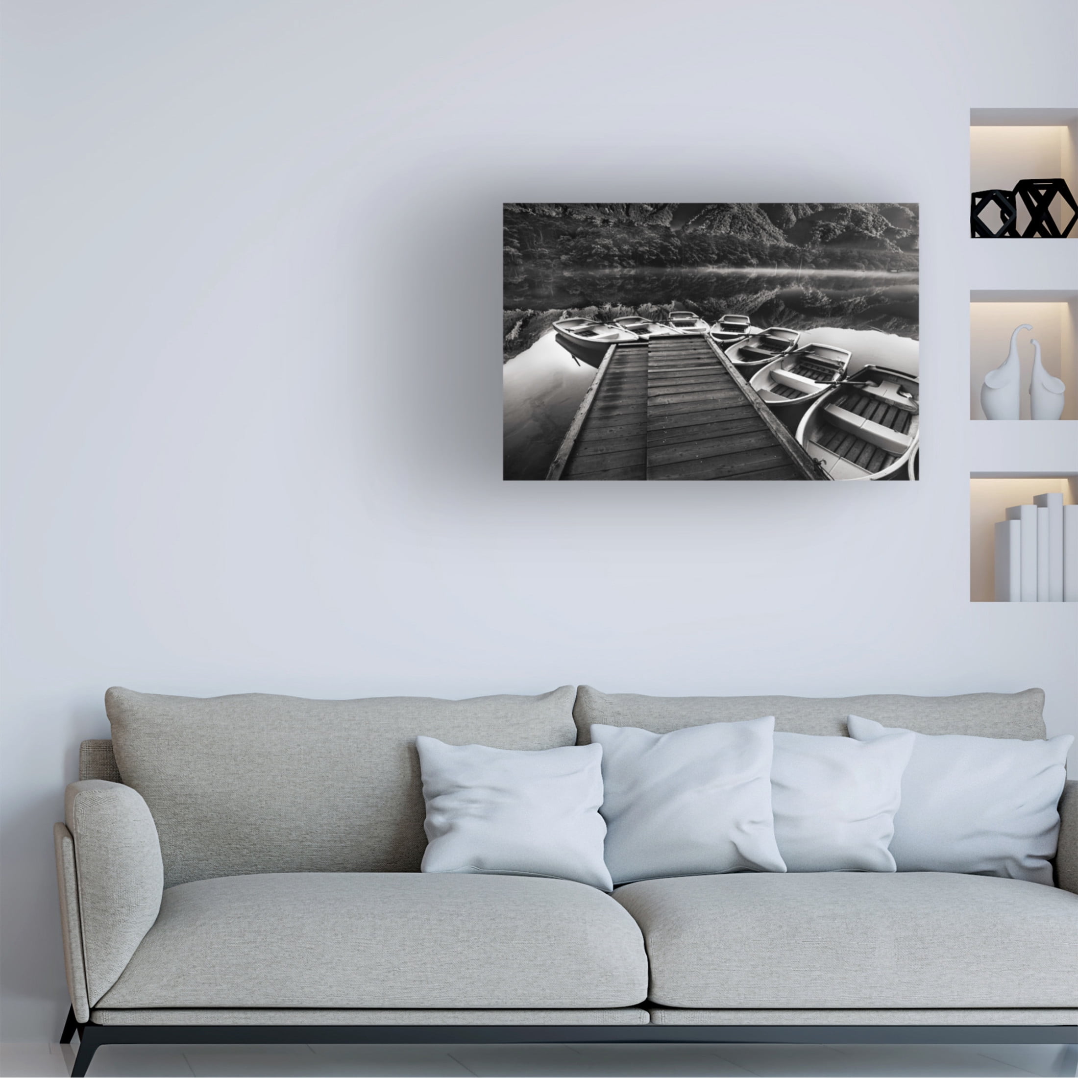 Trademark Fine Art Makihiko Hayama Boat dock Canvas Wall Art