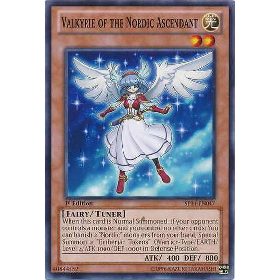 YuGiOh Star Pack 2014 Starfoil Rare Valkyrie of the Nordic Ascendant SP14-EN047