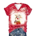 thumbnail image 4 of Camisetas de manga corta con cuello en V de alce de Navidad sueltas casuales para mujer Tops de mujer para hombre Pompotops hkajfhjk473245, 4 of 6