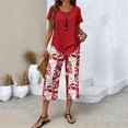 thumbnail image 3 of Enjoytime Two Piece Sets for Women Summer Short Sleeve Tops and Print Capri Pants Lounge Set Summer Vacation Travel Outfits, 3 of 6