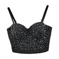 thumbnail image 6 of Mceream Corset Tops for Women Plus Size with Adjustable Spaghetti Strap Push up Bustier Lingerie Mesh Going Out Party Club Top Clubwear Camis Tee Black L, 6 of 9