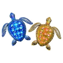 2PACK Metal Turtle Wall Decor Sea Turtle Hanging Wall Tortoise Sculpture Decorations Unique Room Decor for Home Bedroom Garden Patio