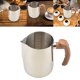 thumbnail image 5 of Taza de espuma de leche de acero inoxidable con mango de madera Jarra de espuma de leche de café Taza de jarra de leche Barista Tazas de 1000ML Soledad Tazas para espumar leche, 5 of 6
