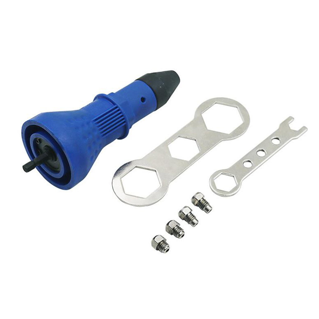 Electric Rivet Nut Gun Nail gun Attachment Cordless Drill Adapter Blue x 1pc 