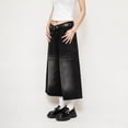 thumbnail image 6 of Risckoth Women Washed Denim Culottes, Mid Rise Wide Leg Cropped Jeans With Pockets S-3XL, 6 of 6