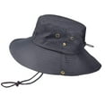 thumbnail image 2 of Sun Hats for Men UV Protection, Unisex Outdoor Solid Hat, Floppy Bucket Hats, Wide Brim Boonie Hat Breathable Beach Hat for Fishing Hiking Safari Outdoor, Foldable Packable, Black, 2 of 7