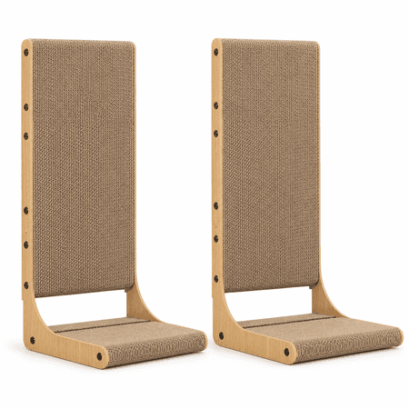 Large 2PC (25.6 tall) Cardboard L Shape Vertical Cat Scratchers For Indoor Cats