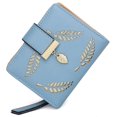 thumbnail image 5 of Bolso de herramientas para mujer, largo y corto, de cuero, con clip para billetes, tarjetero, monedero, hebilla con cremallera, elegante cartera de mano (par) (azul), 5 of 5