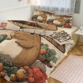 thumbnail image 1 of Juego de funda de edredón con diseño de capibara japonesa y verduras, tamaño king y queen, 3 piezas, 1 funda de edredón y 2 fundas de almohada con cierre de cremallera, 86 x 70 pulgadas, 1 of 8