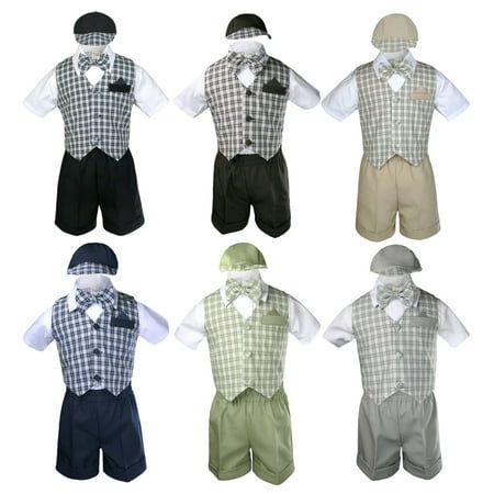

Checker Gingham Black Khaki Navy Formal Short Suit Baby Boy Toddler