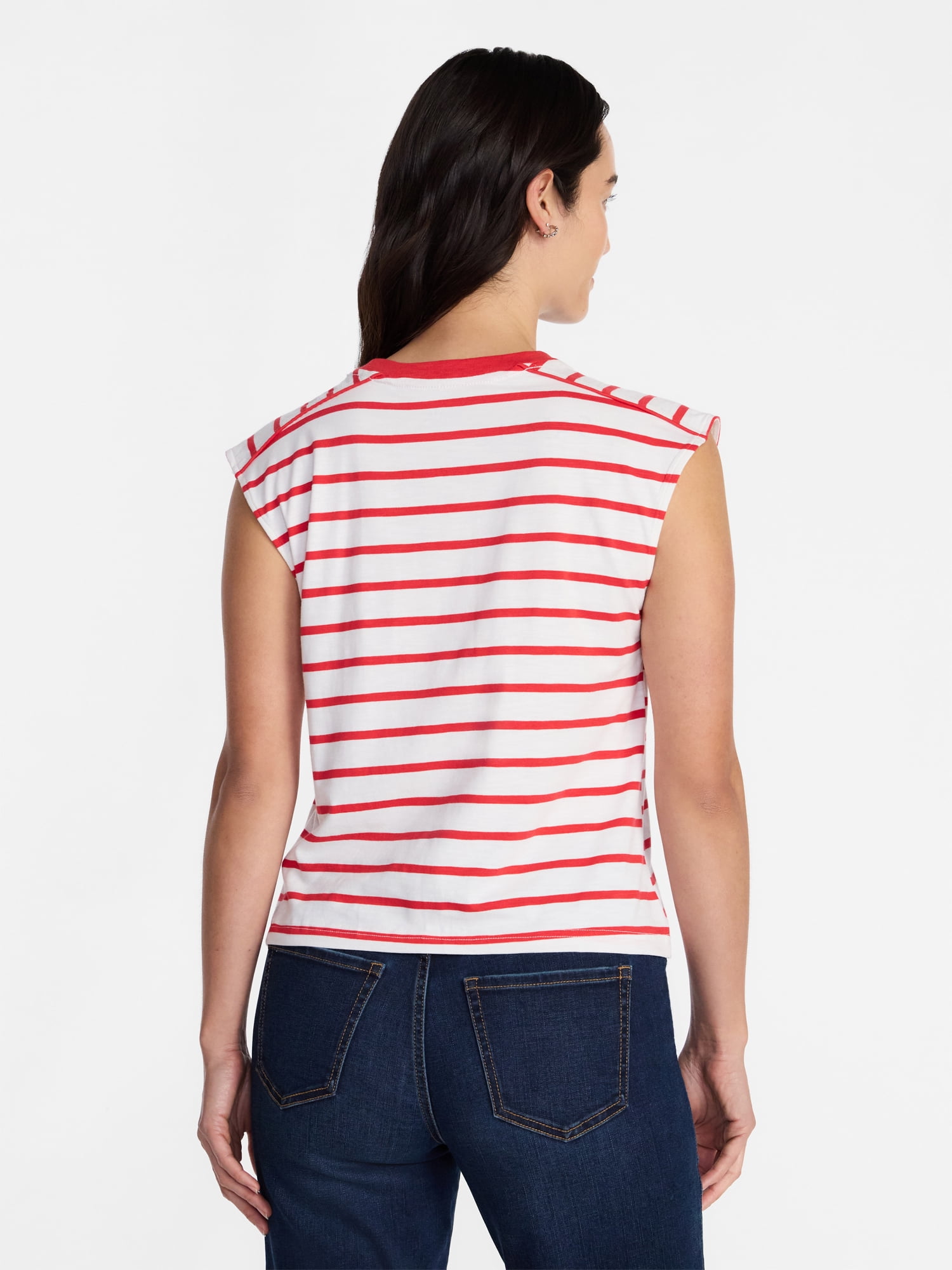 Time and Tru Women's Muscle Tank Top with Piped Trim, Sizes XS-XXXL