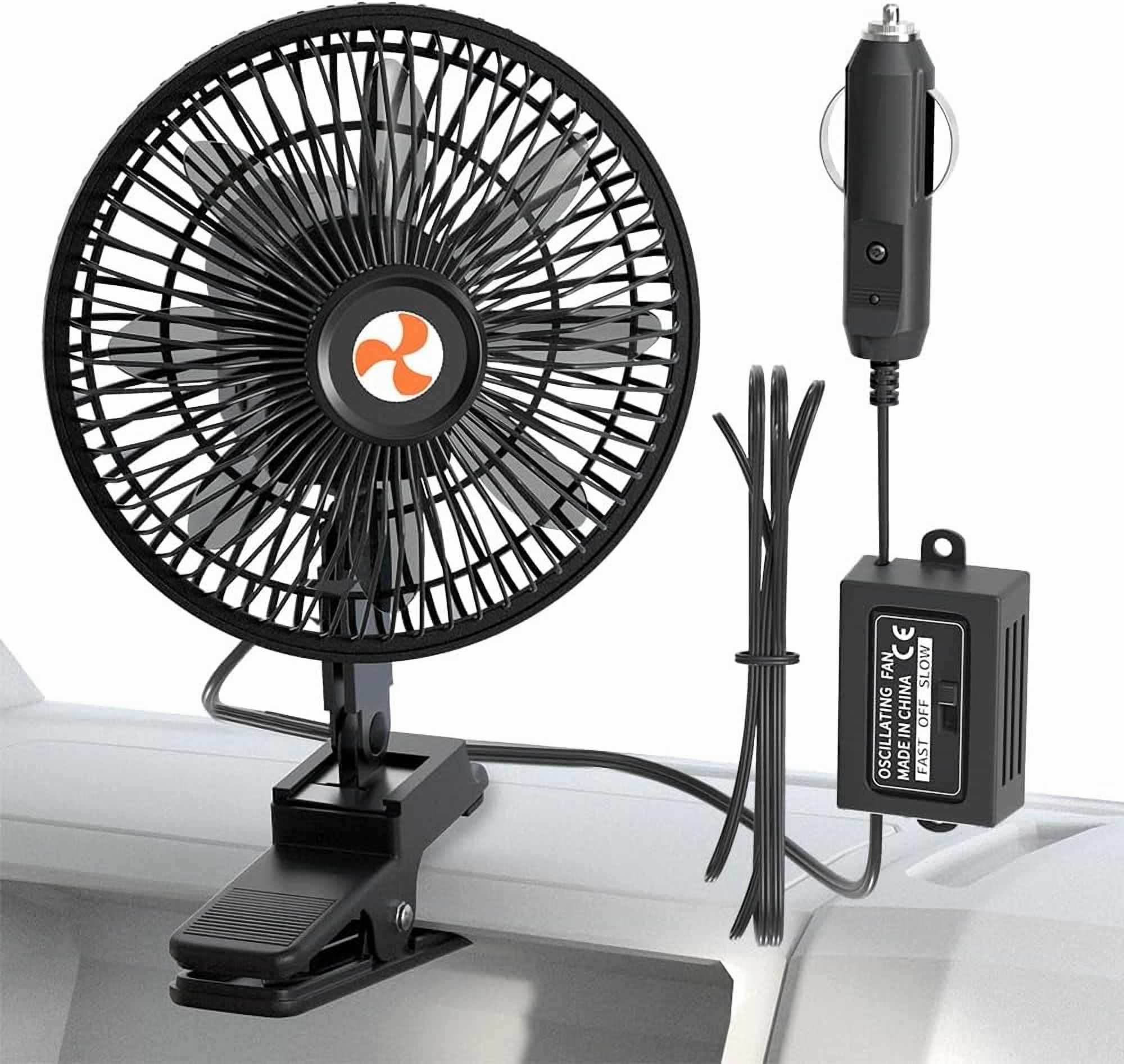 12 Volt Oscillating Fan, Portable Car Fan Wide-Bound Cooling Ventilation, Car DC Clip Fan, Truck, RV, Automotive 12v Fan