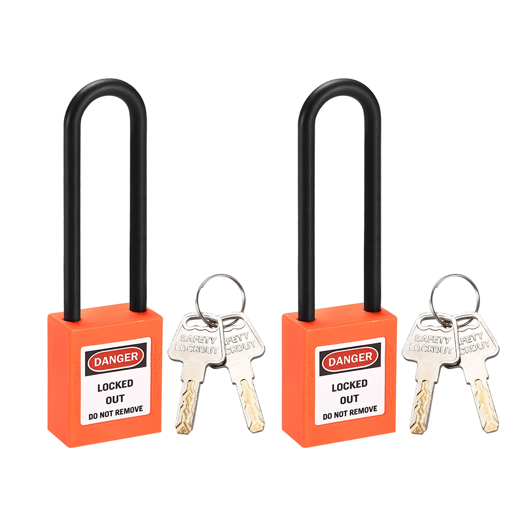 Lockout Tagout Locks 3 Inch Shackle Key Different Safety Padlock Plastic Lock Orange 2 pcs