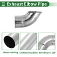 thumbnail image 5 of Unique Bargains 4" ID Inlet Turn Down Exhaust Hose T304 Stainless Steel Surface Polishing Mandrel Bend Elbow Tube 9.1" Overall Length Suitalbe for 4" OD Tailpipes, 5 of 7