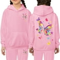 thumbnail image 2 of Toddler Sweatshirt Girls Kids Kids Hooded Tracksuit Unisex Two Piece Hoodie Sweatshirt Sweatpants Set Clothing Pink Size 4-5T, 2 of 4