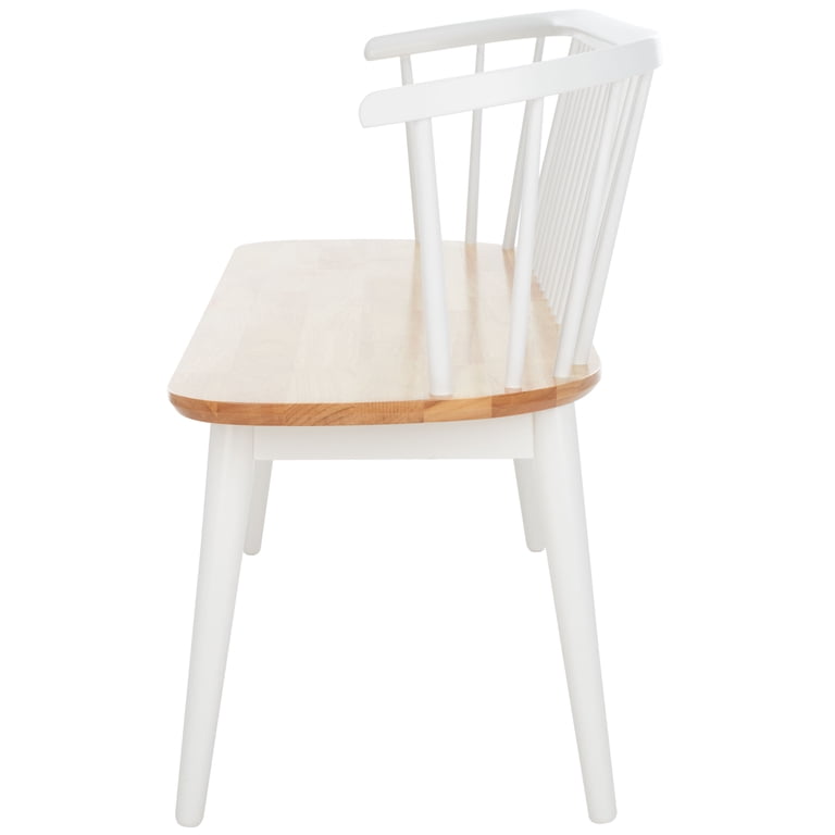 SAFAVIEH Blanchard Solid Classic Spindle Bench, Natural/White