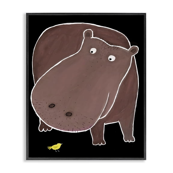 Stupell Industries Bohemian Hippo & Bird on Black Black Framed Giclee Art, 11 x 14, by Carla Daly