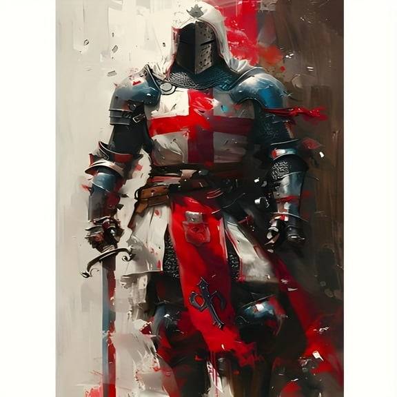 5D DIY Artificial Full Diamond Painting Set - Adult Beginner, Knight Guard Pattern Diamond Art, Sparkling Rhinestone, for Home Wall Decor & Gift - Perfect for Art Lovers & Adults