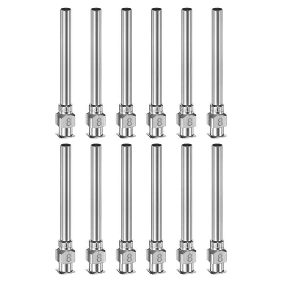 Uxcell 8G Stainless Steel Dispensing Needles, 1 1/2" Glue Needle Tube Blunt Tip 12 Pack