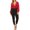 Red, variant on eVogues Plus Size Long Bubble Sleeve V-Neck Bodysuit Black