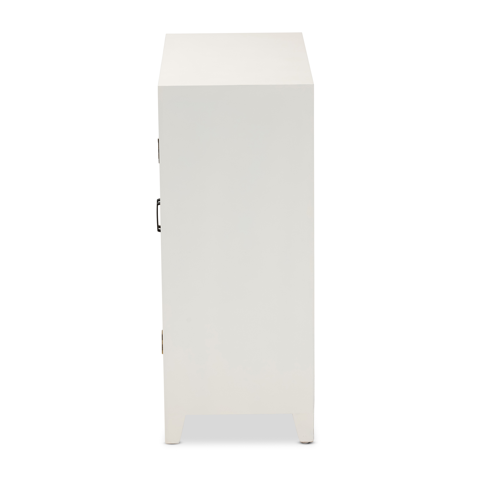 Baxton Studio Garcelle Modern and Contemporary White Finished Wood and Mirrored Glass 2-Door Sideboard