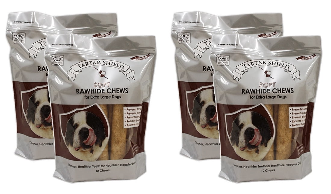 Tartar Shield Soft Rawhide Chews for Extra Large Dogs 12 Count 4 Pack
