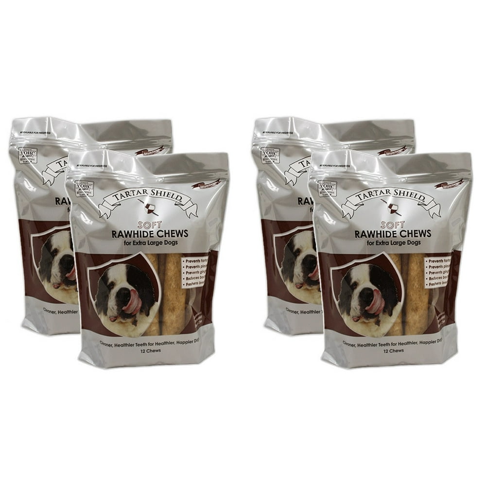 Tartar Shield Soft Rawhide Chews for Extra Large Dogs 12 Count 4 Pack