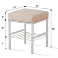 thumbnail image 2 of Tcbosik 13-inch Vanity Stool, Velvet Upholstered Ottoman with Storage Shelf, Footstool with Metal Legs for Living Room, Bedroom, Champagne, 2 of 6