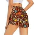 thumbnail image 3 of Disketp Retro Coffee Print Women's Shorts Workout Shorts for Athletic Gym Running Shorts with Phone Pockets, 3 of 8