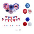 thumbnail image 2 of Ranliy 15Pcs/21Pcs 4Th of July Patriotic Decorations Set, Red White Blue Paper Fans,Usa Flag Pennant,Star Streamer,Pom Poms,Hanging Swirls Party Decor Supplies(The Specific Contents Are As Shown）, 2 of 8