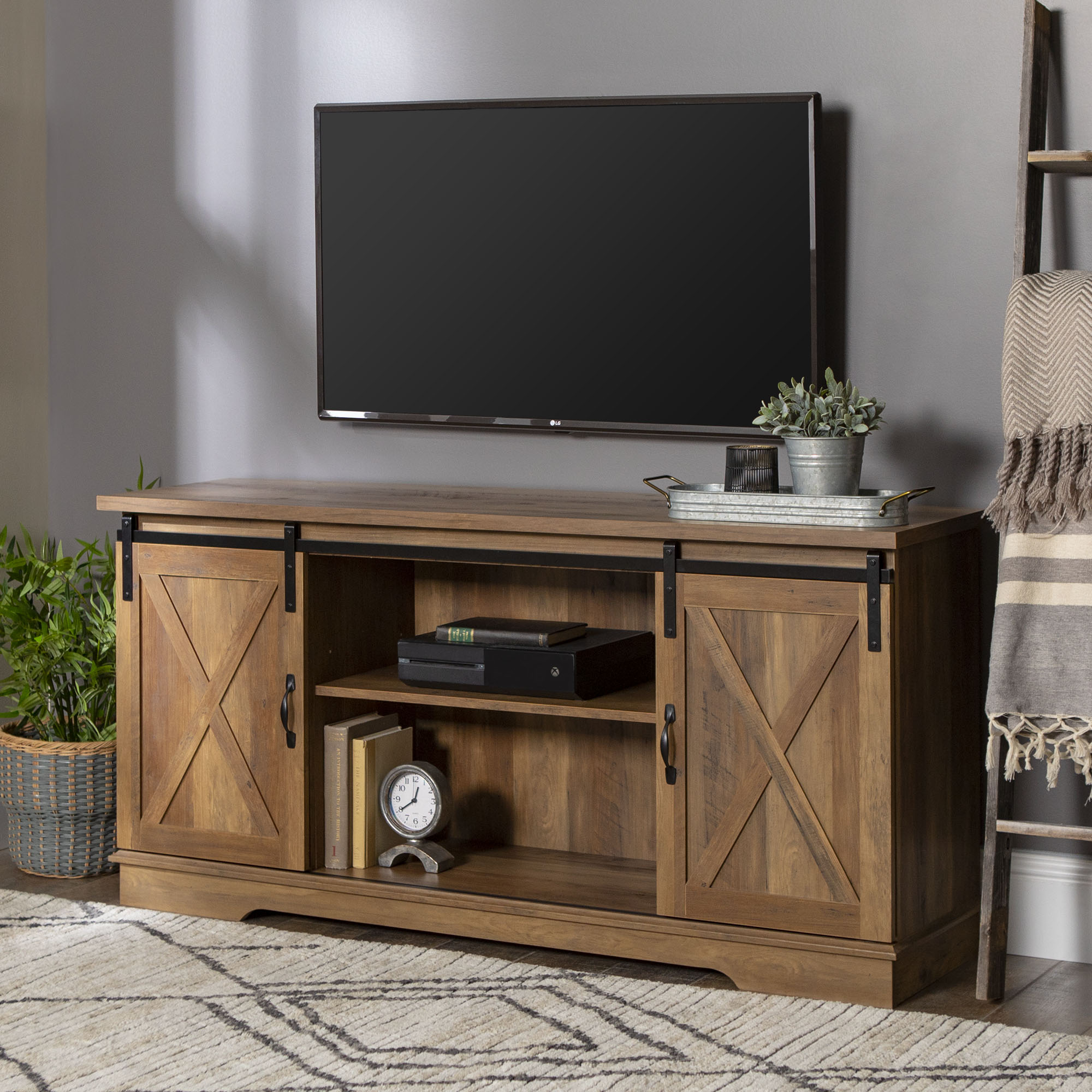 Manor Park 58″ Modern Farmhouse Sliding Barn Door TV Stand