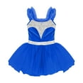 thumbnail image 3 of YONGHS Girls Kids Spaghetti Straps Ballet Dance Leotard Dress Ballerina Ice Skating Dress Royal Blue 10, 3 of 5
