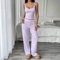 thumbnail image 3 of Blmnix 2 Piece Pajama Set Pajamas for Women Sexy Pajamas Sleepwear Sets Pjs Sleeveless Square Neckline Purple Long Womens Pajama Sets Shorts,S, 3 of 6