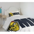 thumbnail image 4 of Ambesonne Zombie Quilted Bedspread Set 2 Pcs, Dead Human Face, Twin Size, Dark Blue Yellow, 4 of 6