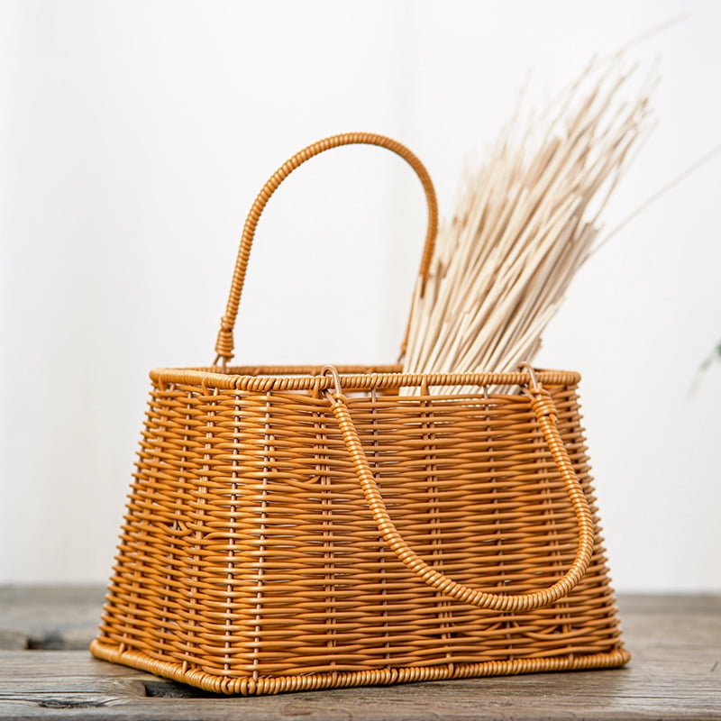 KUNPENG Easter Basket, Woven Picnic Basket, Animal Shaped Pig & Rabbit Rattan Gift Basket, Decorative Nursery Storage for Fruit & Snacks, Photography Props, 10"x7"x11"