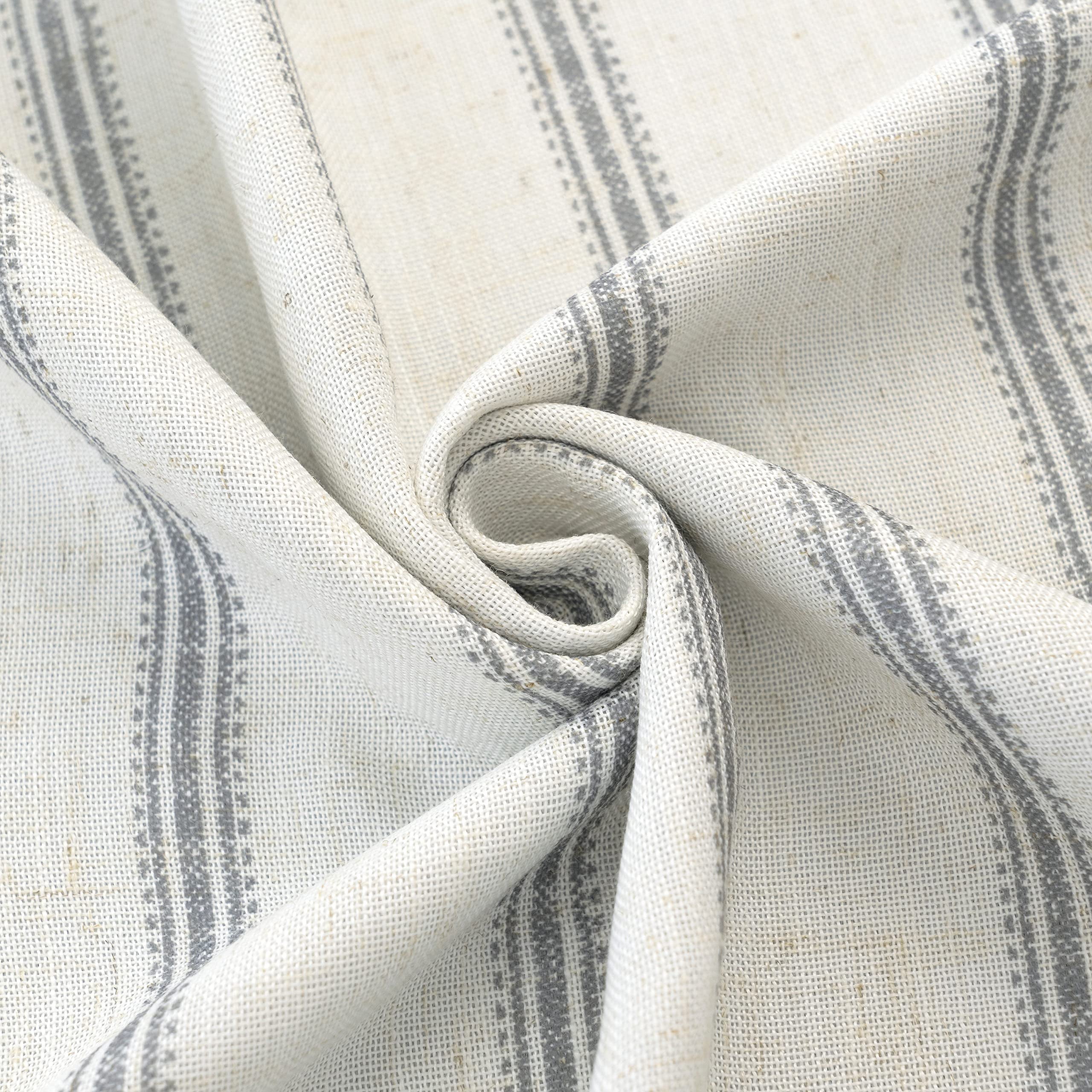 DriftAway Farmhouse Linen Blend Blackout Curtains 84 Inches Long for Bedroom Vertical Striped Printed Drapes Thermal Insulated Grommet Lined Window Treatments for Living Room 2 Panels W52 x L84 Grey