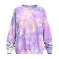 thumbnail image 4 of SCRAWLGOD Tie-Dye Pink Violet Womens Sweatshirts Polyester Crewneck Tops Long Sleeve Loose Fit Lightweight Fall Drop Shoulder Casual Pullover with Pockets, S, 4 of 7
