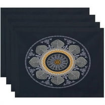 Simply Daisy 18" x 14" Stained Glass Geometric Print Placemats, Set of 4