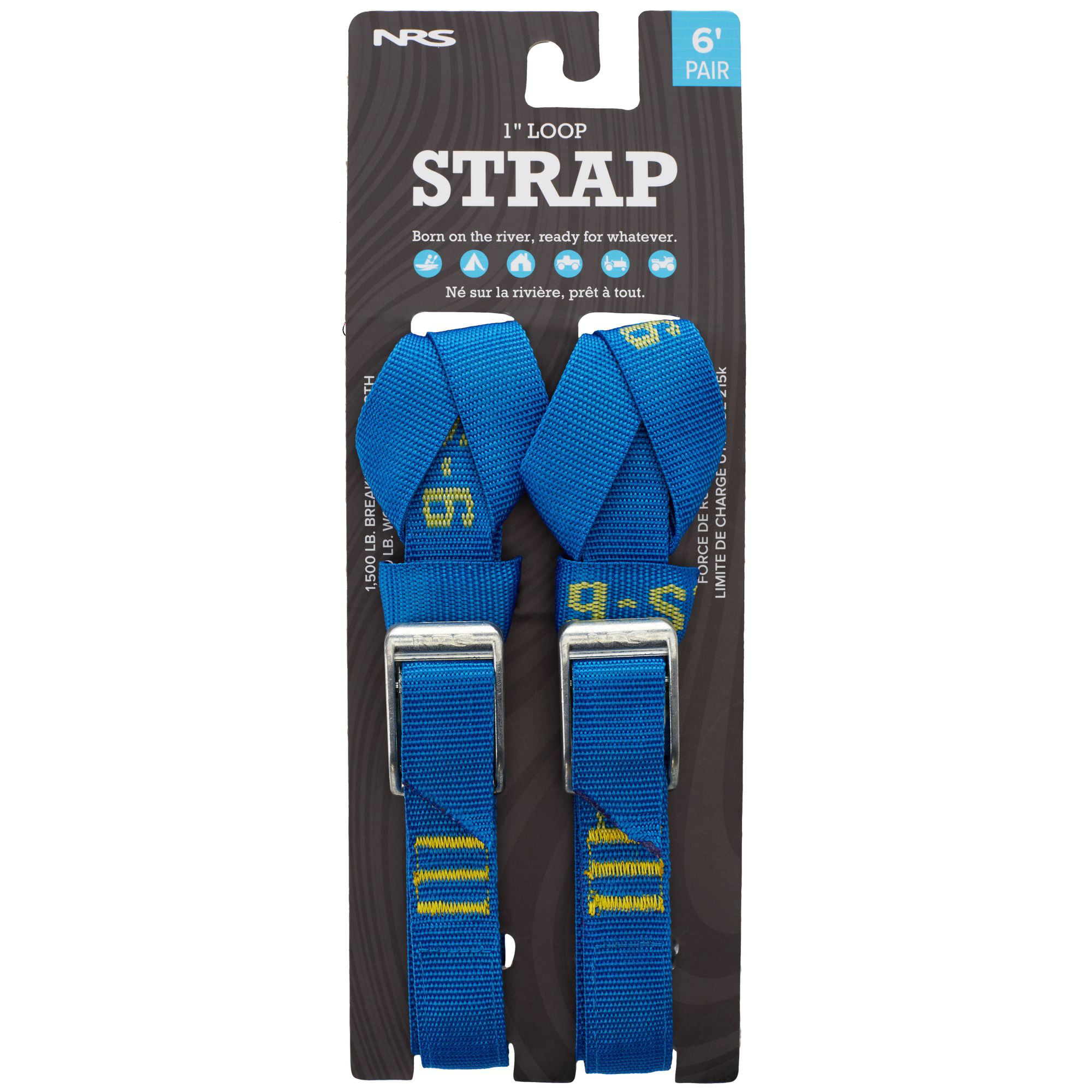 Iconic Blue NRS Heavy Duty Boating Ratchet 1 Inch Tie-Down Straps Multipack 