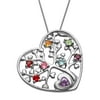 Personalized Women's Sterling Silver or Gold over SilverFamily Tree Heart Birthstone Pendant