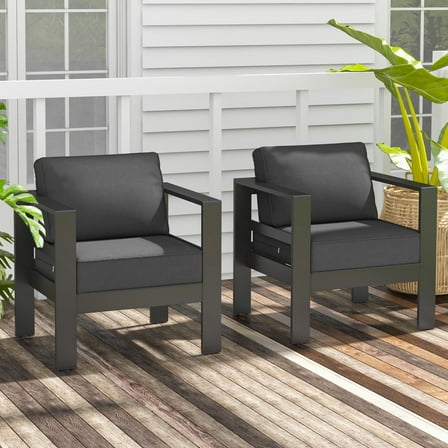 Tolead Outdoor Aluminum Patio Furniture Set, Single Chair with 5" Gray Cushions