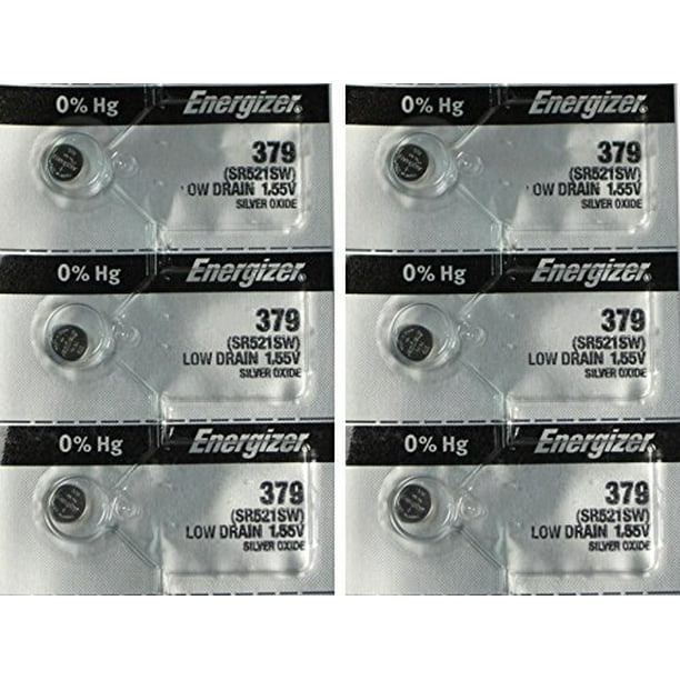 6 Energizer 379 Button Cell Silver Oxide Sr521sw Watch Batteries
