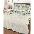 thumbnail image 2 of Eucalyptus Leaves Summer Quilt Set Full Size,Soft Quilted Bedding Set with 2 Pillow Shams,Watercolor Weeping Teal Botanical Vintage Lightweight All Season Bedspread Coverlet for Bedroom 78"x90", 2 of 6