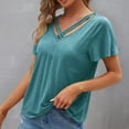 thumbnail image 3 of Mittory Womens Summer Tops Short Sleeve Criss Cross Shirts V Neck Tshirts Loose Casual Tunic Blouses Tees, 3 of 7